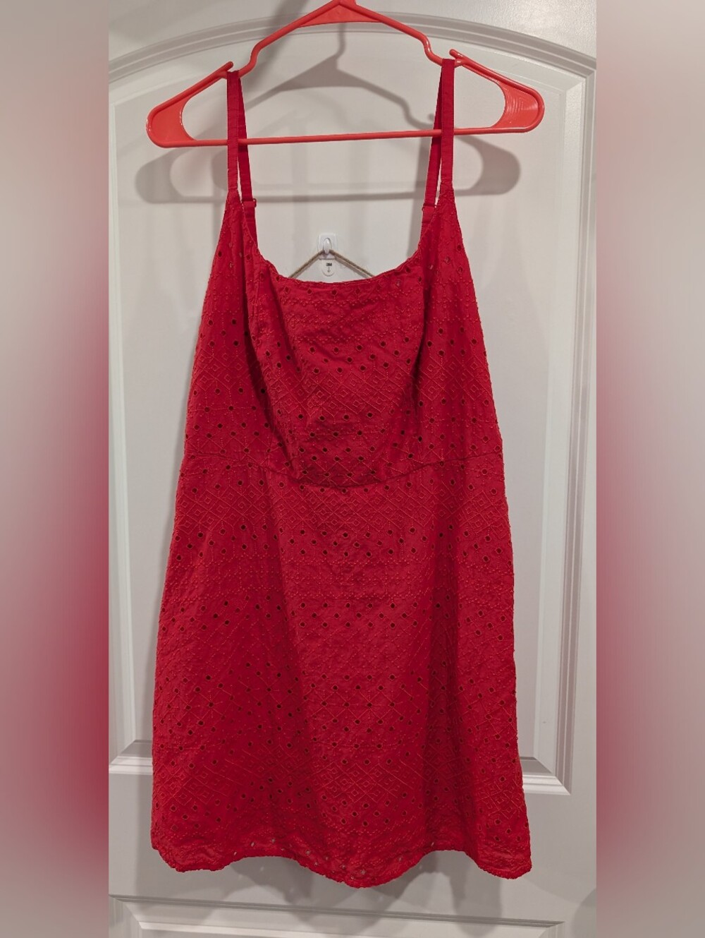 Old Navy Red Eyelet Midi Dress Size L